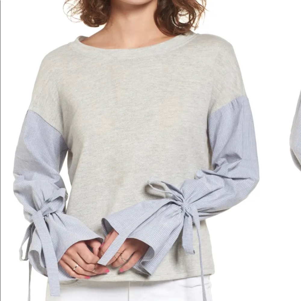 Nordstrom BP. Mixed Media Tie Sleeve Top